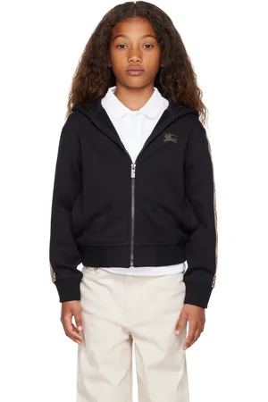 Burberry Kids Check Trim Cotton Zip Hoodie