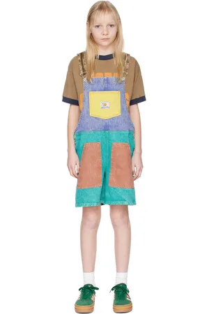 Bobo Choses Kids Smiling Color Block Denim Overalls