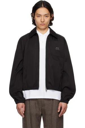 LESSERA FIM XL ブラック ジップアップジャケット L-KRIXY Leather biker jacket with piping detail｜ブラック