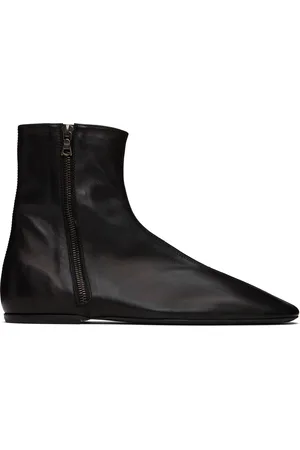 DRIES VAN NOTEN Black Leather Sock Boots