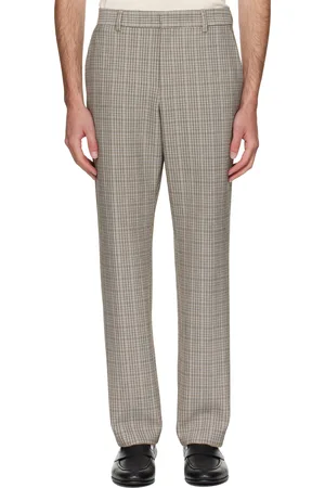 HUGO BOSS Beige Relaxed-Fit Checked Stretch Fabric Trousers