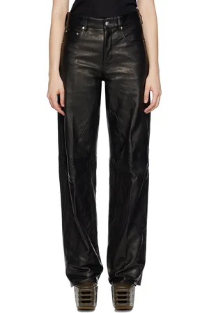 Rick Owens Black Concordians Geth Leather Pants