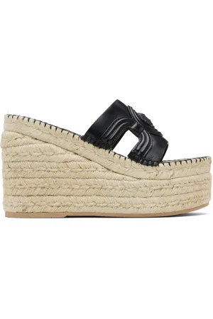 VERSACE Black Medusa Platform Espadrilles Heeled Sandals