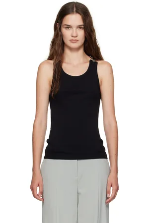 Jean Paul Gaultier Black Overall Buckles Ribbed Tank Top