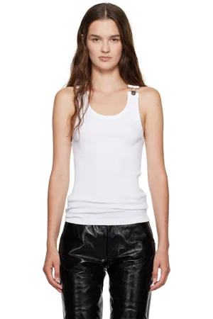 Jean Paul Gaultier White Overall Buckles Ribbed Tank Top