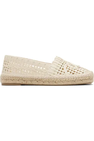 Max Mara Off-White Raffia-Effect Espadrilles