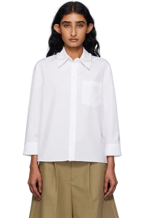 Simone Rocha White Embellished Cropped Shirt