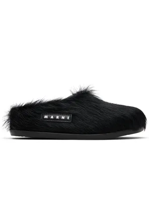 Marni Kids Black Logo Patch Mules