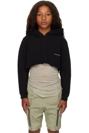 Rick Owens Kids Black Hollywood Cropped Hoodie