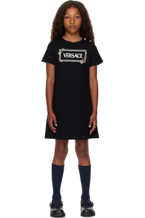VERSACE Kids Black Safety Pin Logo Dress