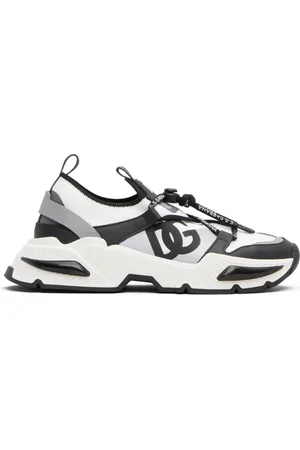 Dolce & Gabbana Kids White & Black DG Logo Mesh Airmaster Sneakers