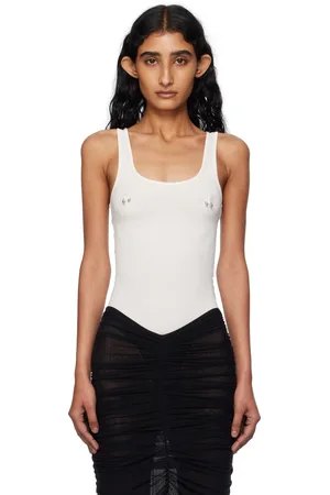 MUGLER White Pierced Tank Bodysuit