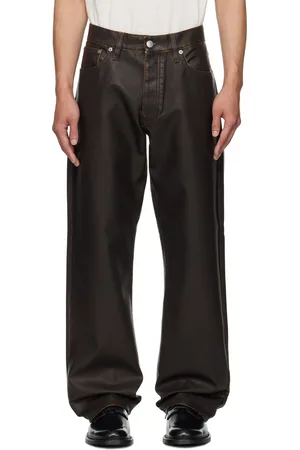 Sunflower Brown Loose Faux-Leather Trousers