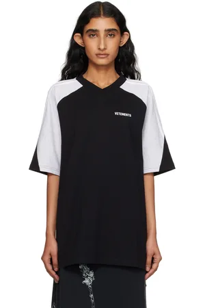 Vetements Black & Gray Cut-Up V-Neck T-shirt