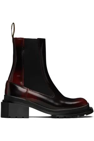Dr. Martens Black & Burgundy Maybole Square Toe Chelsea Boots