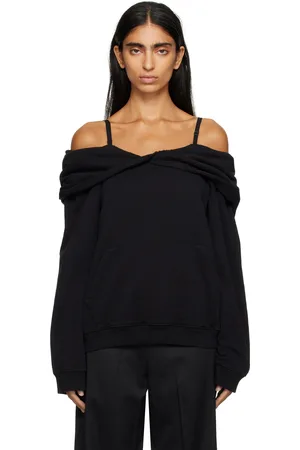 Maison Margiela Black Off-The-Shoulder Hoodie