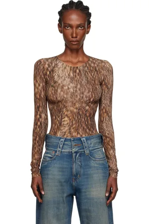 Maison Margiela Brown Printed Jersey Bodysuit