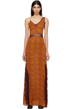 Victoria Beckham Orange Snake Maxi Dress