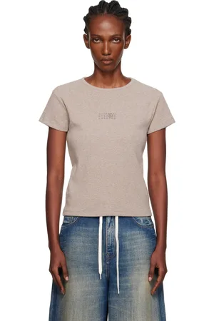 Maison Margiela Taupe Wool Blend Rib Jersey T-shirt