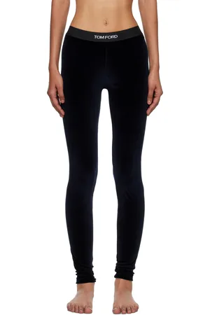Tom Ford Navy Lustrous Velour Signature Leggings