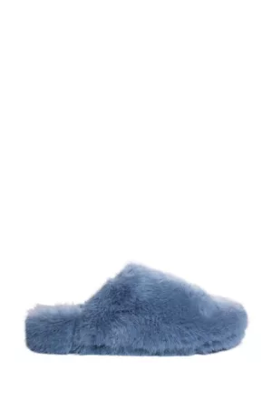 La Rose Slippers - Furry Slippers Baby Blue