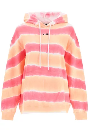 Msgm Tie Dye Hoodie With Logo Embroidery