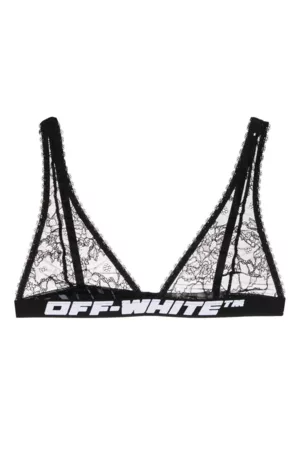 OFF-WHITE Off White Logo Tape Lace Triangle Bra