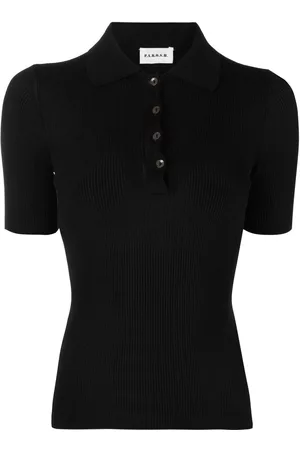 PAROSH Women Polo T-Shirts - Polo Collar Knitted Top