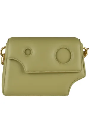 Luxury bag - Burrow 24 shoulder bag in khaki leather with gold finish
