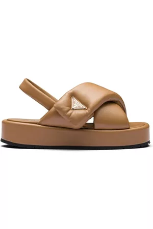 Prada Women Leather Sandals - Soft Padded Nappa Leather Sandals