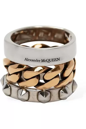 Alexander McQueen Women Gold Rings - Punk Triple Ring
