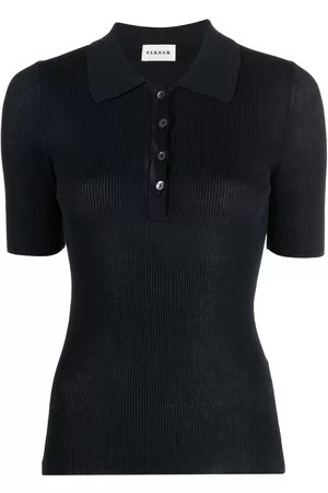 PAROSH Women Polo T-Shirts - Ribbed Short Sleeve Polo Top
