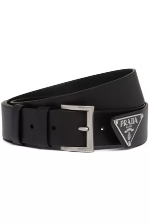 Prada Men Belts - Triangle Logo Leather Belt