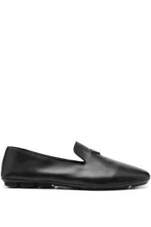 Prada Men Loafers - Triangle Logo Leather Loafers