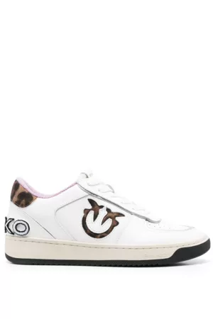 Pinko Women Flat Shoes - Logo Embellished Flat Leather Sneakers