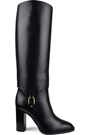 Ralph Lauren Women Boots - Luxury Boots For Reanne Black Leather Boots