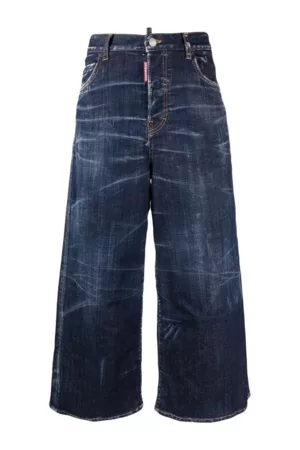 Dsquared2 Women Wide Leg Jeans - Cropped Wide Leg Jeans