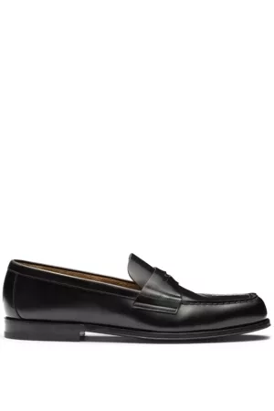 Prada Men Loafers - Logo Plaque Leather Loafers