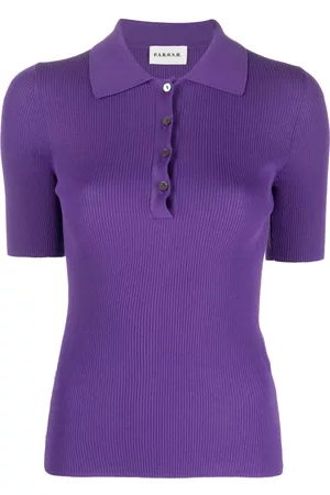 PAROSH Women Polo T-Shirts - Fine Ribbed Polo Shirt