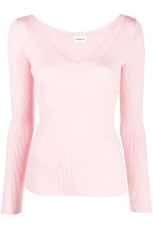 PAROSH Women Sweaters - Leila V Neck Jumper Pink