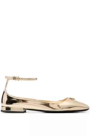 Prada Women Ballerinas - Metallic Effect Leather Ballerina Shoes