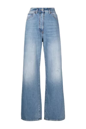 Msgm Women High Waisted Jeans - High Rise Wide Leg Jeans