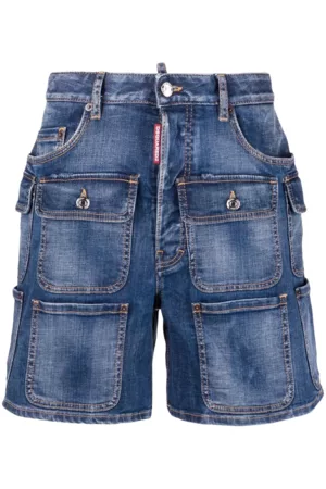 Dsquared2 Women Shorts - Bleach Effect Denim Shorts