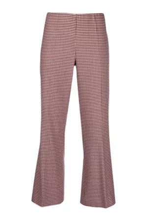 PAROSH Women Wide Leg Pants - Houndstooth Flared Trousers