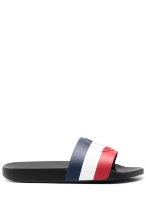 Moncler Men Sandals - Striped Logo Embossed Slides