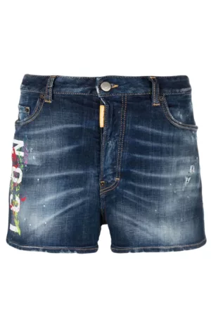 Dsquared2 Women Shorts - Icon Paint Splatter Denim Shorts