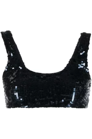 PAROSH Women Sequin Crop Top - Sequin Cropped Bralette Top