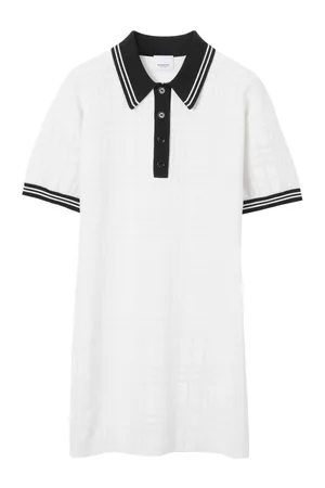 Burberry Women Polo T-Shirts - Check Stripe Trim Polo Dress