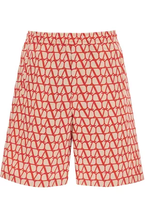 VALENTINO Men Shorts - Shorts In Silk Faille With Toile Iconographe Motif
