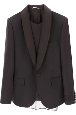 VALENTINO Men Blazers - Wool Tuxedo Jacket With Chiffon Bib